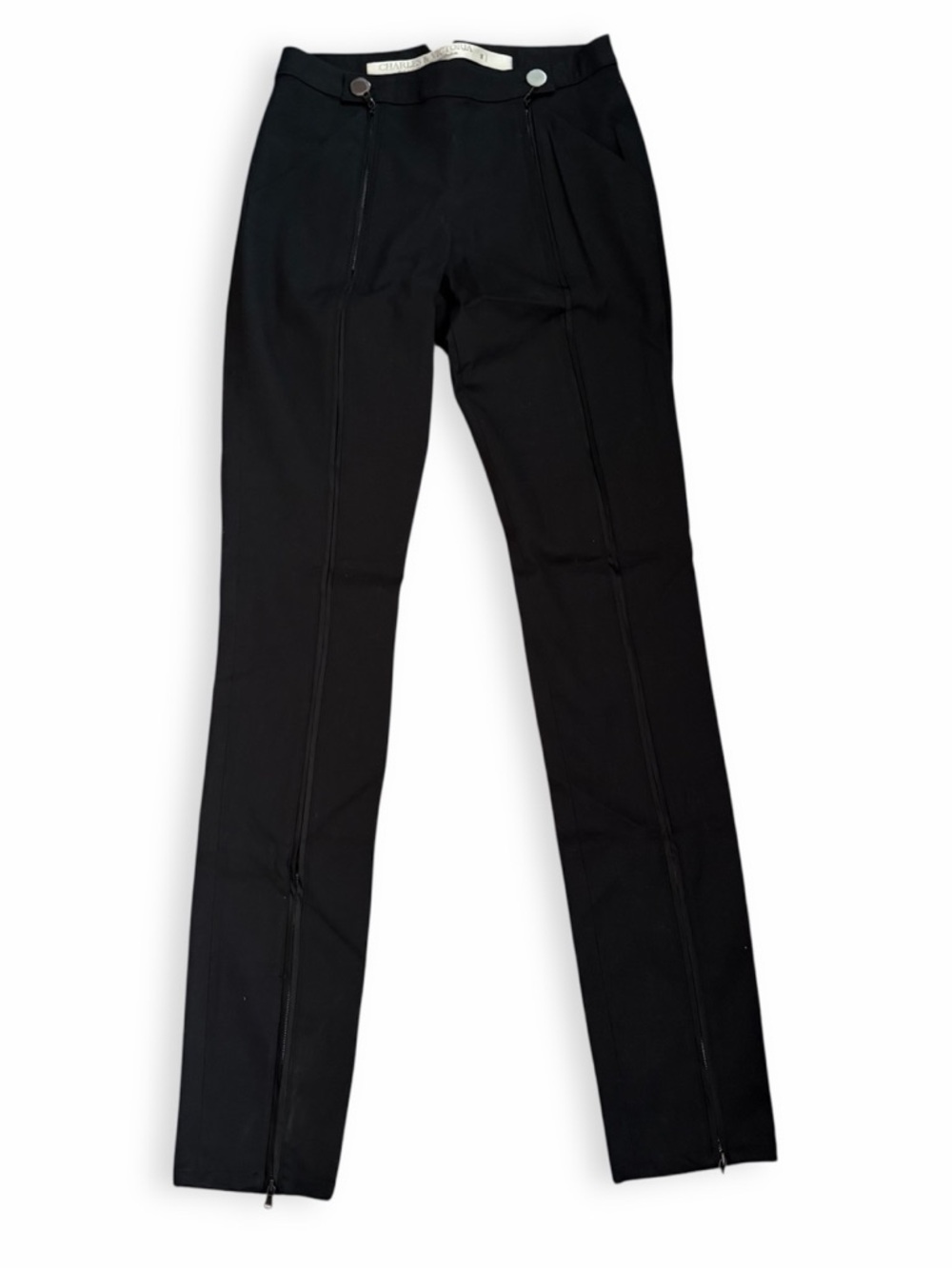 Charles & Victoria Black Slim Zip Front Pant Sz 2